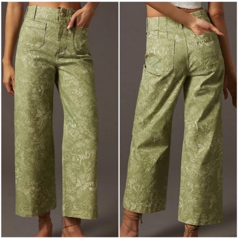 Anthropologie Pilcro skipper cropped printed pride jeans Size 27 NWOT